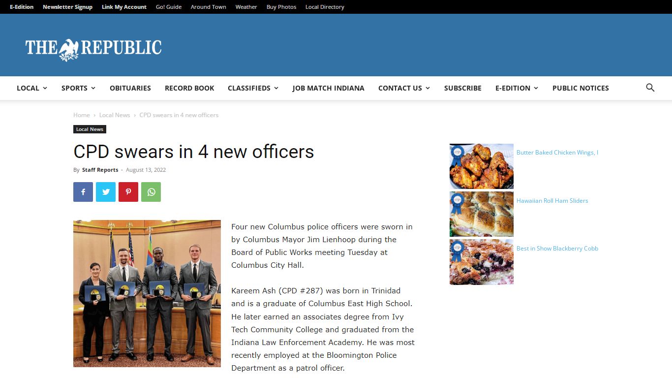 CPD swears in 4 new officers | The Republic News