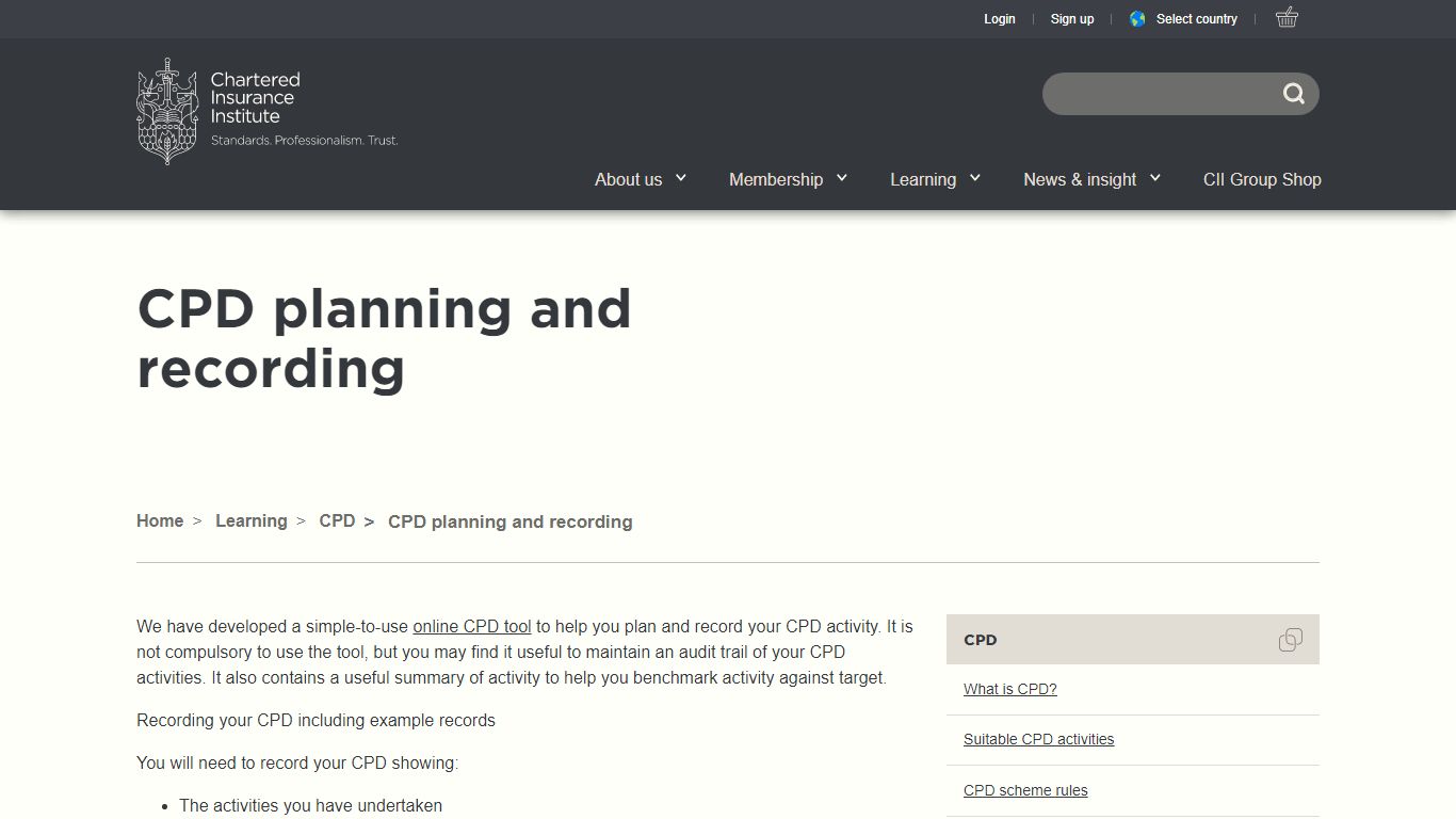 CPD planning and recording | Chartered Insurance Institute (CII) - CIIGROUP